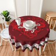 thumbnail image 3 of Valentine Heart Pattern Tablecloth 60 Inch Round Valentine''s Day Red Rose Tablecloths Washable Tablecloth for Party Holiday Kitchen Dining Room Indoor Outdoor Decoration, 3 of 6