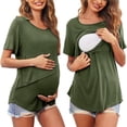 thumbnail image 2 of Quealent Maternity Tops Pregnancy T Shirts Women's Maternity Nursing Top Breastfeeding Top Tee Shirt Short Sleeve Crew-neck Pregnancy Shirt AG,L, 2 of 5