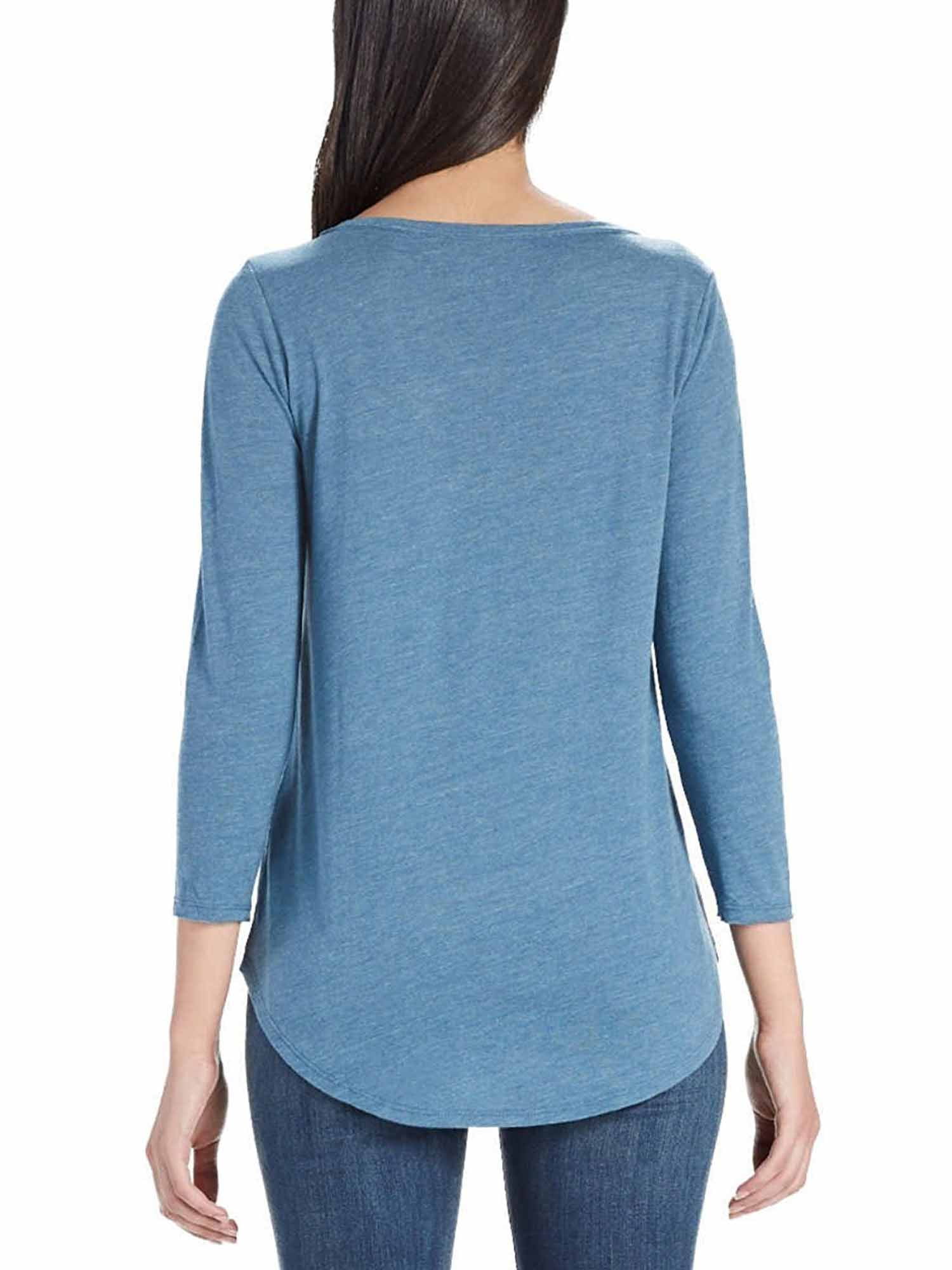 Lucky Brand Women's 3/4 Sleeve Scoop Neck Graphic Tee Shirt (Peacock,  XX-Large)