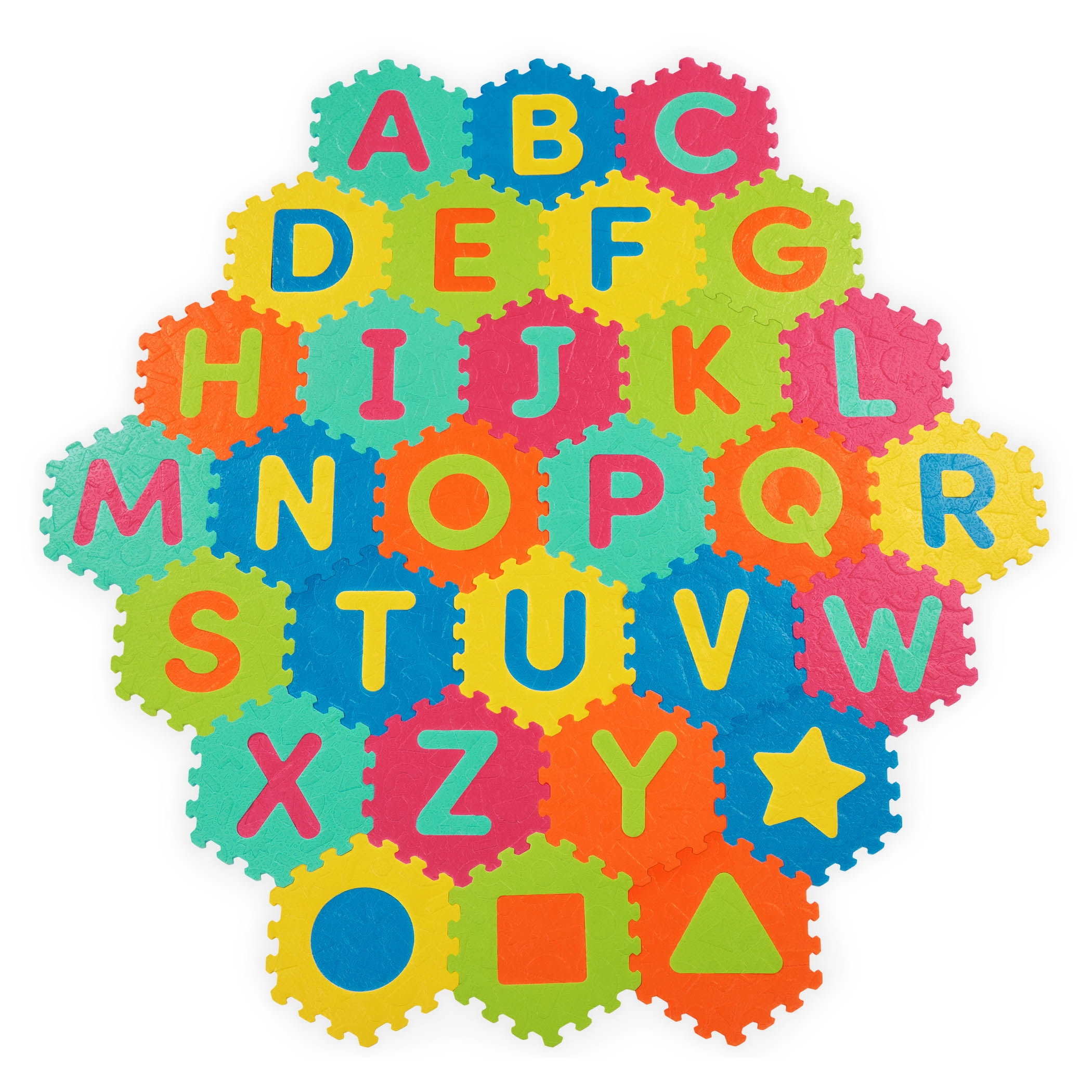 Battat Honeycomb ABCs Foam Play Mat with 30 Alphabet Tiles, Baby and Toddler Toys