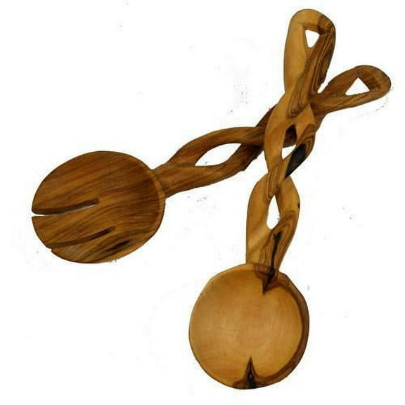 8-Inch Hand-Carved Kenyan Salad Serving Set Jedando Handicrafts