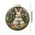 thumbnail image 3 of YWIYIUD 1PC DIY Punch Needle Kits Cute Cartoon Happy Easter Rabbit and Eggs Embroidery Punch Needle Craft with Hoop for Beginners for Festival and Decoration Craft Lovers and Home Decor 6inch, 3 of 4