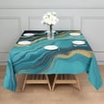 thumbnail image 3 of Blue Gold Wave Marble Pattern Square Tablecloth,Waterproof Square Table Cover,Wipeable Spillproof Washable Table Cover for Home Kitchen Party Decor 60"x60"(152x152cm), 3 of 6