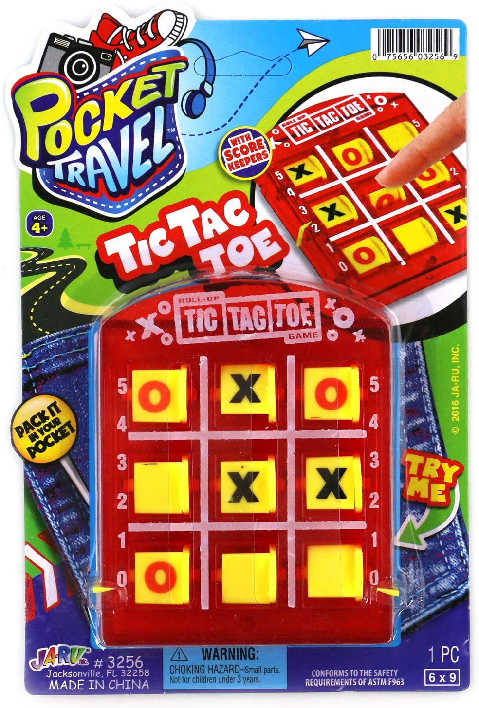 Tic Tac Toe Travel Portable Pocket Board Games (Pack of 1) by JARU. Assortment of Classic Toys Party Favors Toy| Item #3256-1