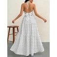 thumbnail image 3 of Women's French Elegant Vacation Vintage Polka Dot Print Halter Maxi Dress for Summer Beach, Dates, Street Style, 3 of 9