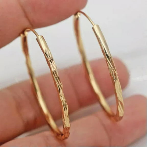 For Women Fashion 18k Yellow Gold Plated Hoop Earring Party Jewelry A Pair