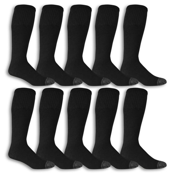 Fruit of the Loom Work Gear Tube Socks for Men, Black, Size 6-12 (10-Pack)