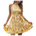 thumbnail image 2 of Pompotops Robe d'Été Sexy Mode Décontractée Sans Manches à Fleurs en Chiffon, 2 of 7