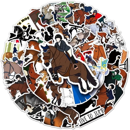 50 Packs Horse Riding Stickers Water Bottles Laptop Phone Computer ...