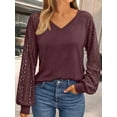 thumbnail image 6 of SOMER Womens Tops Long Sleeve Shirts Lace V-Neck Blouse Casual Dressy Trendy 2025 Fall Fashion, 6 of 6