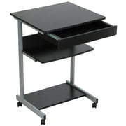 Yaheetech Black Wood Small Laptop Computer Cart Desk With Drawers Yaheetech Black Wood Small Laptop Computer Cart Desk With Drawers And Printer Shelf On Wheels Image