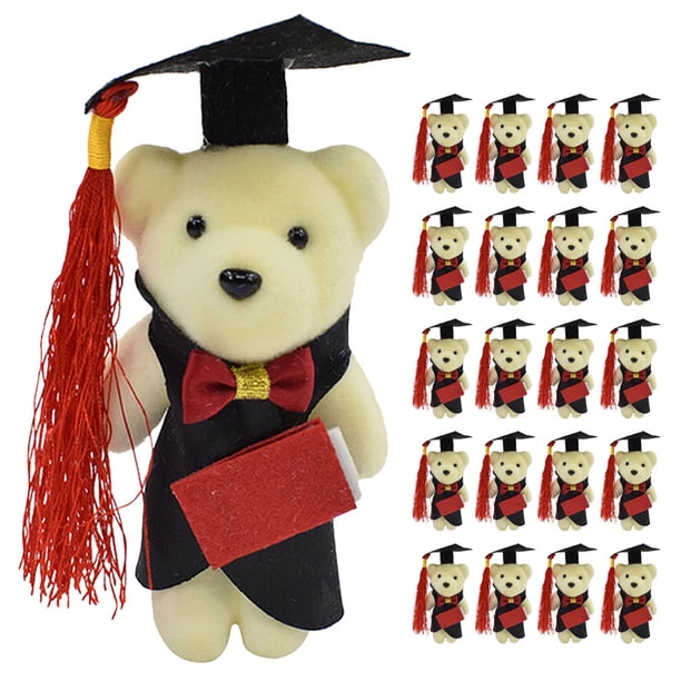 24 ositos de peluche pequeños, ideales para graduación. Incluye un ramo decorativo. Diseño de sobre aleatorio.