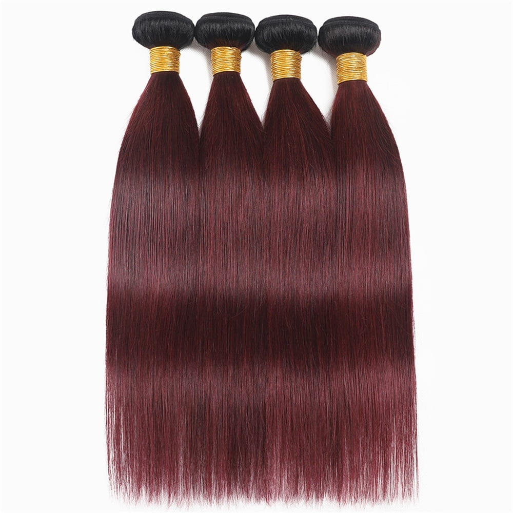 1B/99J Burgundy Human Hair Bundles Ombre Straight Brazilian Virgin Weave Hair Extensions