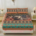 thumbnail image 2 of COEQINE Twin Size Sheet Set Soft Easy Care 3 Pieces Bedding Set Fade Resistant Stay in Place Include 1 Fitted Sheet & 2 Pillowcases for Women Men, American Tribal Geometric Bear American Flag, 2 of 5