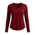 thumbnail image 5 of VBVC Women's V-Neck Long Sleeve Shirt , Ladies' Curved Hem Stretchy Top , Y2K Running Sports Tee For Women, S-2XL, 5 of 8