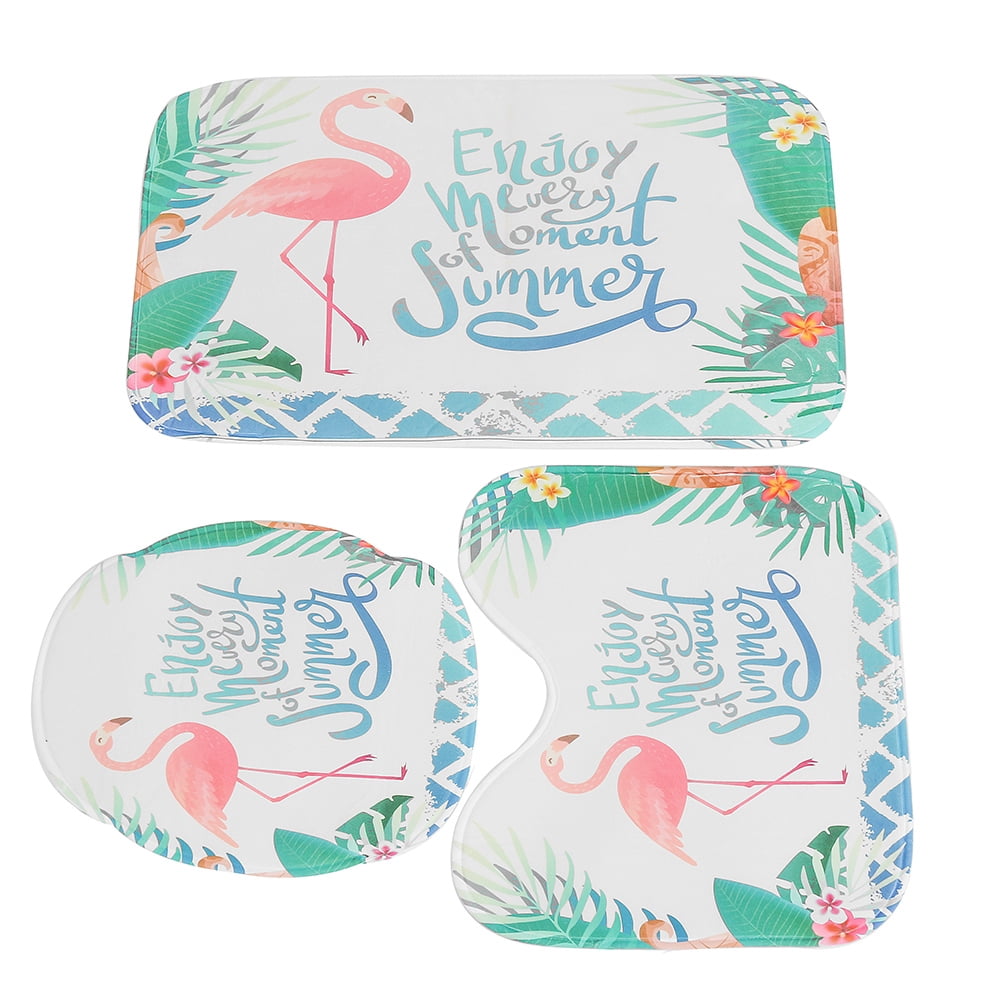Flamingo Bathroom Shower Curtain 3pcs Toilet Cover Rugs Mats Set Non Slip Polyester Walmart Canada