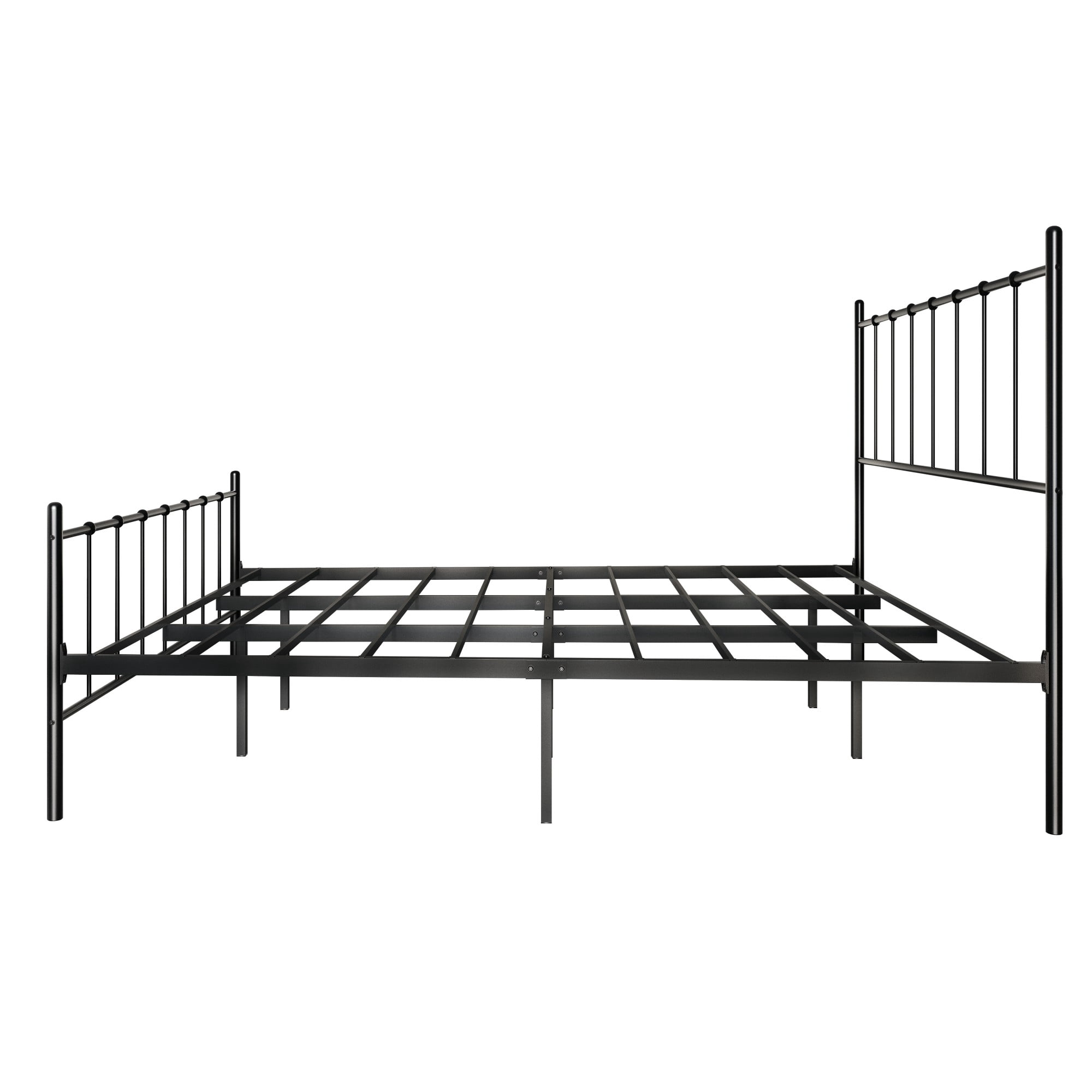 Home Design Calhoun Classic King Metal Bed, Sturdy Platform Frame with Decorative Headboard & Footboard, Black