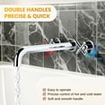 thumbnail image 3 of WOWOW Wall Mount Tub Filler Chrome Bathtub Faucet Long Spout Reach 2 Cross Handles Tub Faucet with Brass Rough in Valve Included, 3 of 9