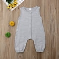 thumbnail image 2 of Diconna Newborn sleeveless cotton solid color button trousers jumpsuit, 2 of 5