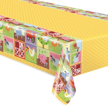 Barnyard Farm Party Plastic Tablecloth, 84 x 54 in, 1ct