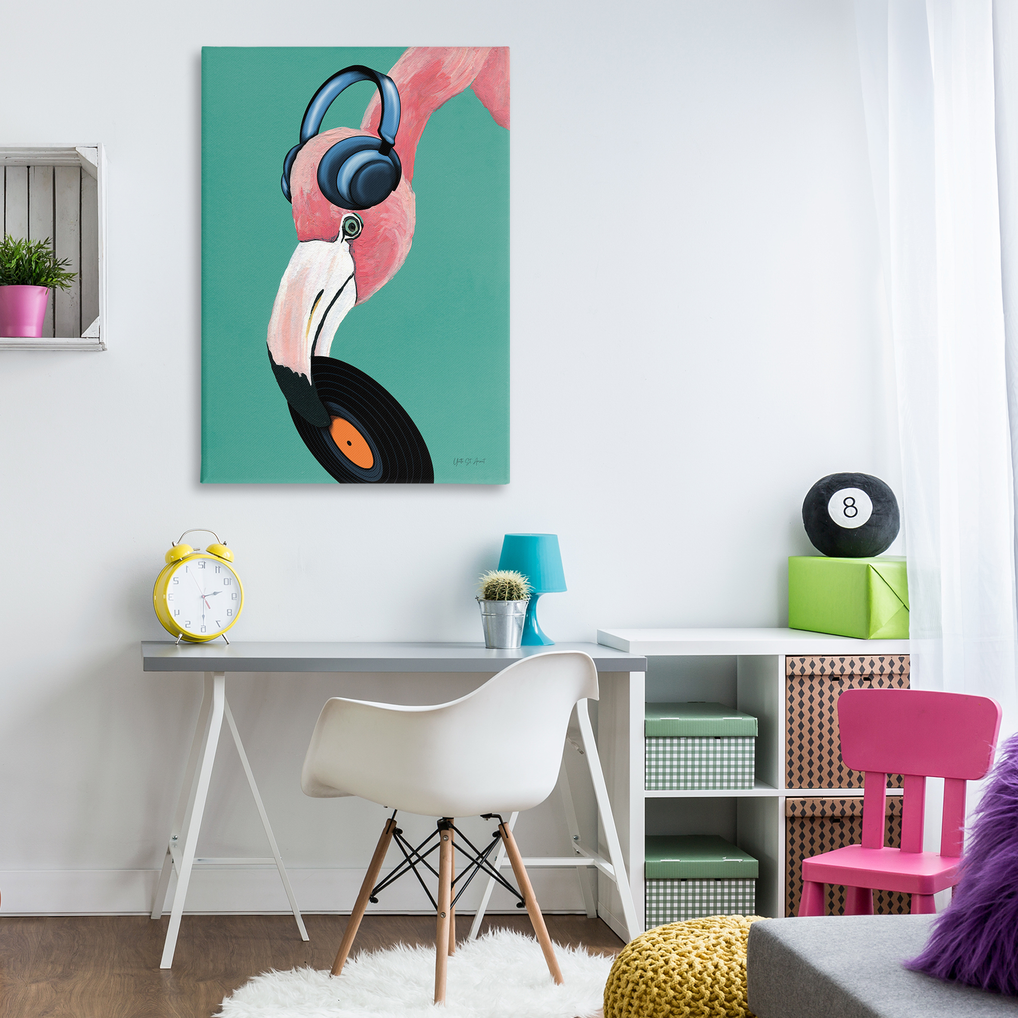 Stupell Industries Fun Musical Flamingo Animals & Insects Painting Gallery Wrapped Canvas Art Print Wall Art, 30 x 45