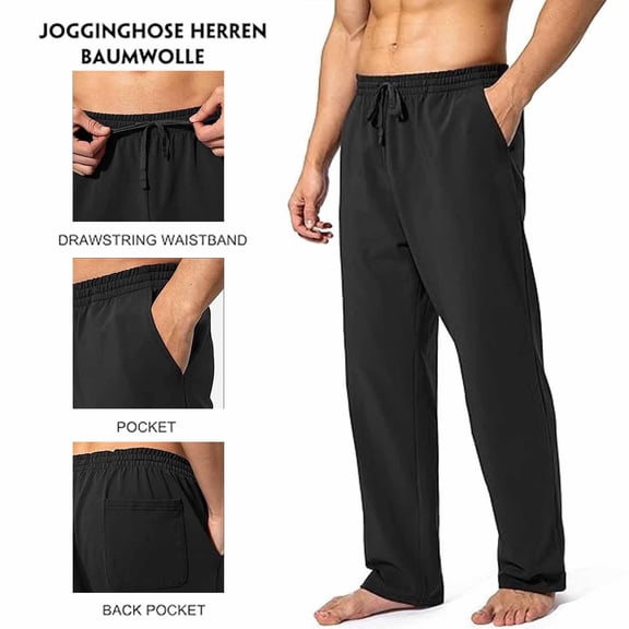 TKKCS Mens Sweatpants With Drawstring- Open Bottom Joggers Gym Regular Fit Elastic Waist Workout Pants With Pockets Black Size XL