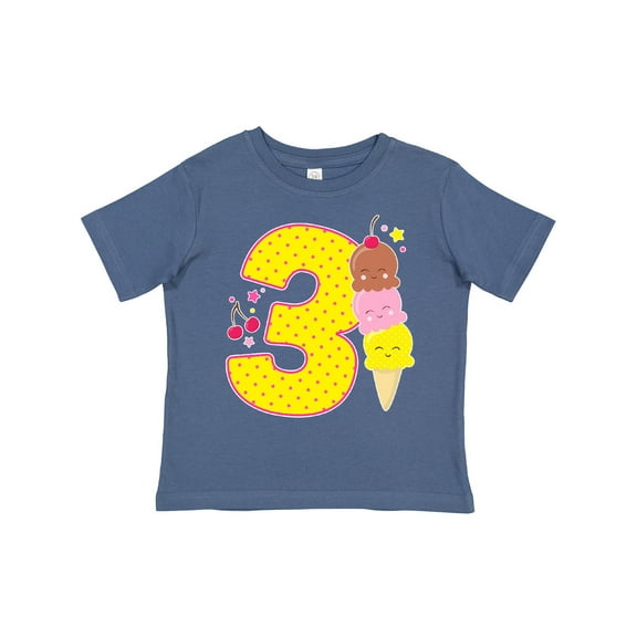 Inktastic Ice Cream Third Birthday Pink Boys or Girls Toddler T-Shirt