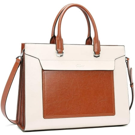 CLUCI Briefcase for Women Oil Wax Leather Slim 15.6 Inch Vintage Large