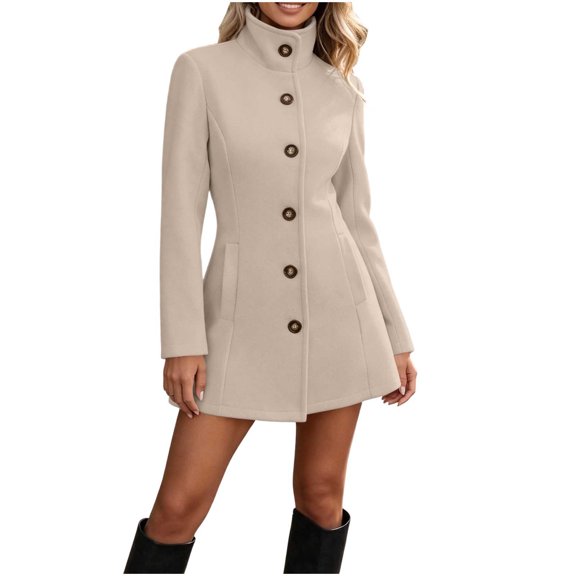 PBFRDSJ Women’s Long One Breasted Overcoat Vintage A-line Flare Winter Coat Warm Dressy Outerwear