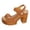 Brown, variant on Women's Heeled Sandals Peep Toe Hook and Loop Summer Slingback Heels Platform Lug Sole Comfy Arch Support Casual Beach Shoes Red Size 9