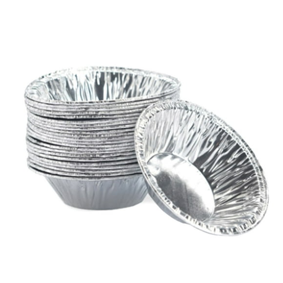 CAROOTU 100pcs Disposable Aluminum Foil Tart Pan Mini Pot Pie Tart Bake Plate Tin Pan Tray