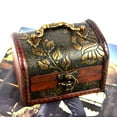 thumbnail image 3 of Jewelry Box Vintage Wooden Treasure Chest Box Craved Jewelry Storage Organizer with Lock, 3 of 6