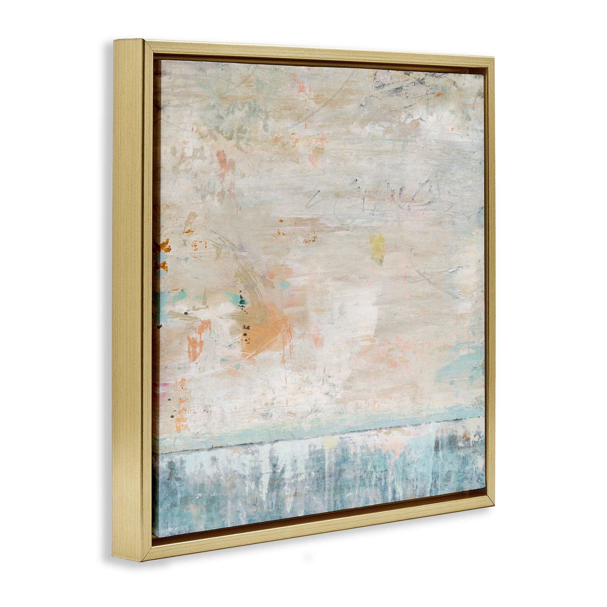Stupell Industries Rustic Abstract Paint Strokes Abstract Painting Gold Floater Framed Canvas Art Print Wall Art, 18 x 18
