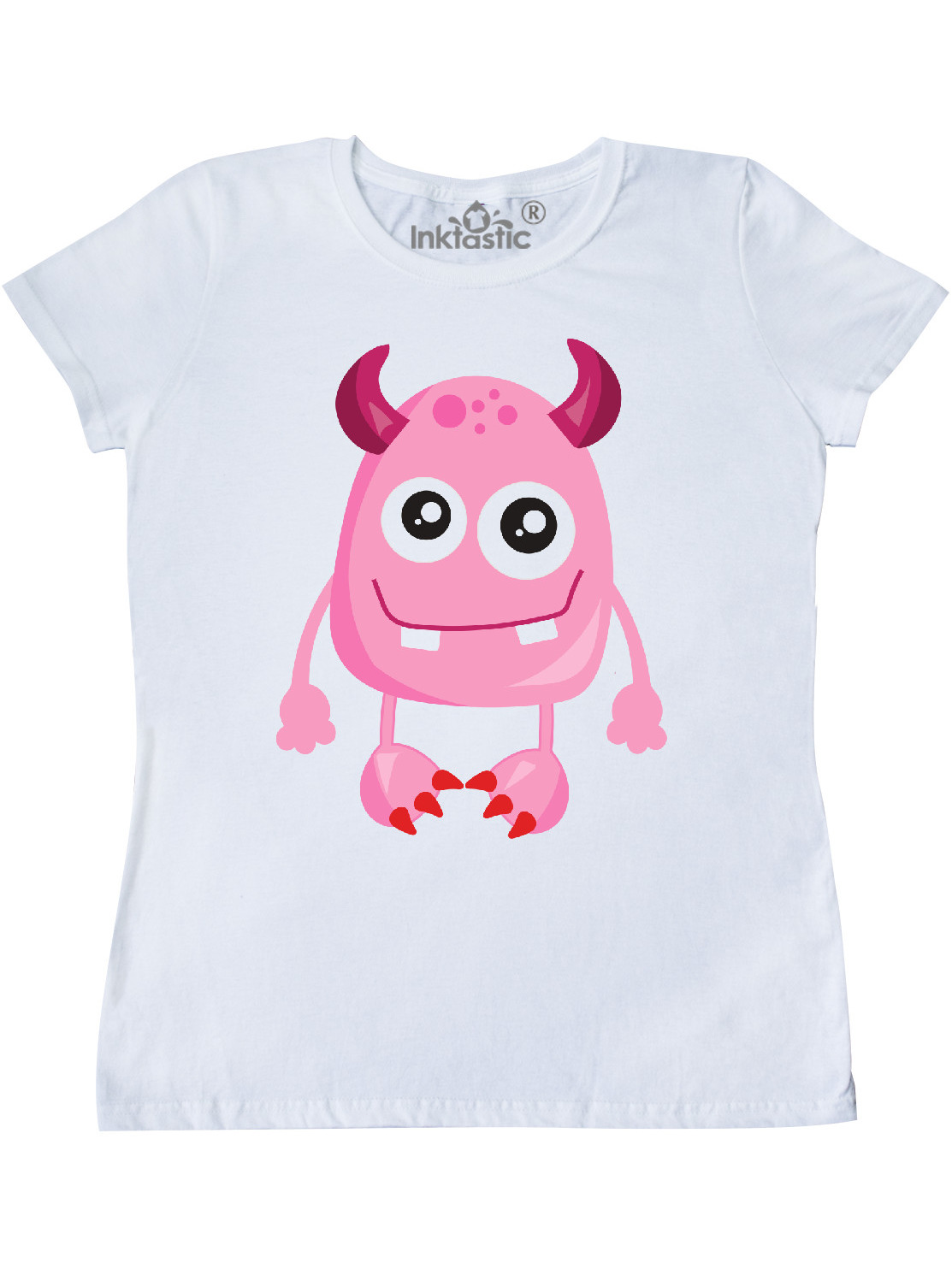 INKtastic - Cute Monster, Smiling Monster, Pink Monster, Horns Women's ...