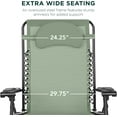thumbnail image 3 of ZYPPP Oversized Zero Gravity Chair, Folding Outdoor Patio Lounge Recliner w/Cup Holder Accessory Tray, Pillow - Sage Green, 3 of 8