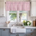 thumbnail image 2 of Pink Farmhouse Short Window Curtain Valances, Grid Checkered Plaid Gingham Lattice Trellis Rod Pocket Kitchen Valances for Living Room Bedroom Bathroom Cafe 42" x 12", 2 of 8
