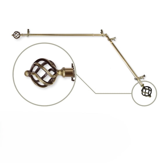 Contemporary Home Living Brass Round Solid Corner Window Curtain Rod - 104" - Antique