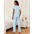 thumbnail image 4 of Ekouaer 2 Piece Womens Pajamas Short Sleeve Top and Long Pants Pjs Set Printed Sleepwear with Pocket Valentine's Day Party, 4 of 6