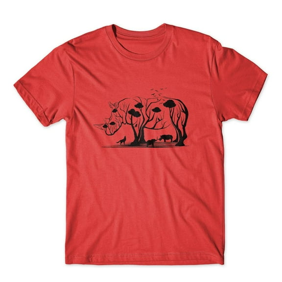 Mighty Circus Rhino Wild Tree T-Shirt 100% Cotton Premium Tee NEW - Red, Double Extra Large