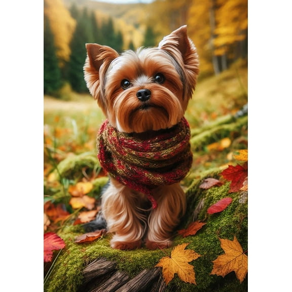 Yorkie - Best of Breed DCR Falling Leaves Garden Flag 12" x 17"