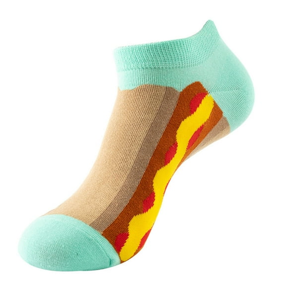 2 Pairs Womens Girls Novelty Funny Cute Ankle Socks 3D Print Pattern Design Colorful Low Cut Liner Socks Socks That Say Meat