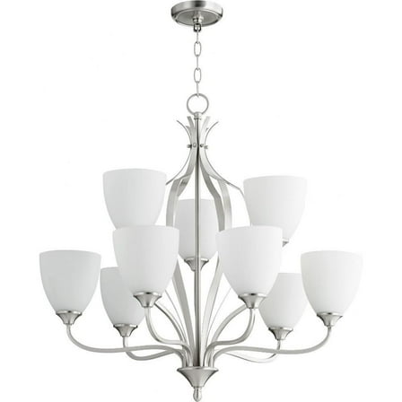 Irvine Reach 9 Light 2-Tier Chandelier in Bailey Street Home Home Collection Style 30 inches Wide By 28 inches High-Satin Nickel Finish-Satin Opal