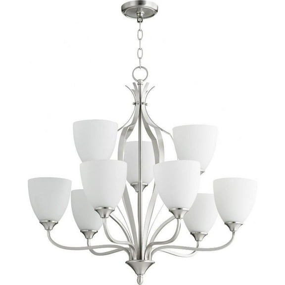 Irvine Reach 9 Light 2-Tier Chandelier in Bailey Street Home Home Collection Style 30 inches Wide By 28 inches High-Satin Nickel Finish-Satin Opal