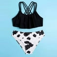 thumbnail image 3 of Toddler Girls Swimsuit Cow Print Swimwear Kids Two Piece Bathing Suits Bikini Set for Girls, 3 of 9