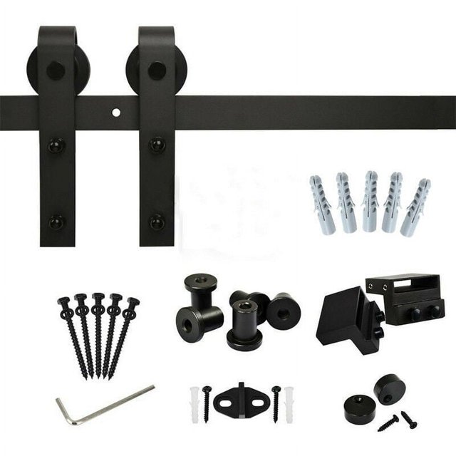 Bypass Barn Door Hardware Kit, Heavy Duty Sturdy, Solid Iron Construction for Easy Installation & Quiet Operation - Perfect for Kitchen Pantry, Bathroom Doors & Room