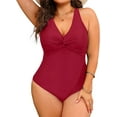 thumbnail image 1 of GFDYREE Women Plus Size One Piece Swimsuits V Neck Tummy Control Bathing Suits Front Cross Swimwear, 1 of 6