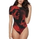 thumbnail image 1 of Balery Red And Black Abstract Skull Body de cuello redondo de manga corta para mujer Tops de manga corta Tops básicos-Small, 1 of 6