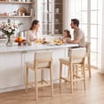 thumbnail image 5 of Zesthouse 25.8" Modern Bar Stools Set of 2, Wooden Counter Height Barstools with Back, Upholstered Linen Counter Stools with Natural Solid Wood Legs for Kitchen Island, Beige, 5 of 11