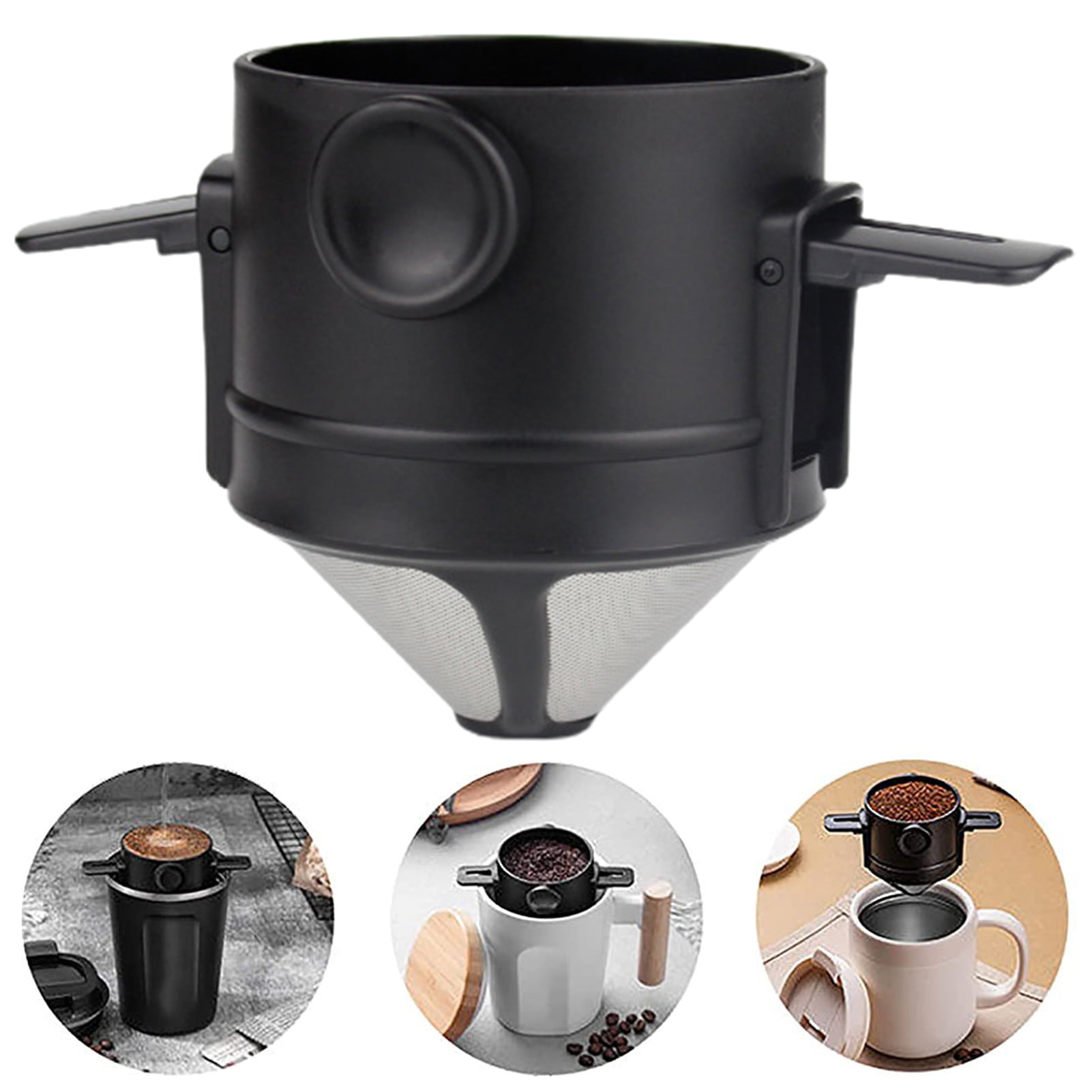 OGGI Pour Over Coffee Dripper Stainless Steel - Slow Drip Coffee Filter  Metal Cone Paperless Reusable Single Cup Coffee Maker 1-2 Cup with Dual  Layer