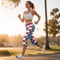 thumbnail image 4 of HELLHERO American Flag Printed Capri Leggings for Women High Waisted Yoga Pants Breathable Workout Leggings with Pockets, S, 4 of 7